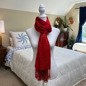 ❤️✨ 🧡 Gorgeous Red Orange Pashmina Silk Scarf ❤️✨ 🧡